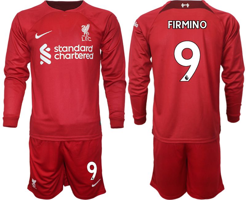 Men 2022-2023 Club Liverpool home long sleeves red #9 Soccer Jersey->customized soccer jersey->Custom Jersey